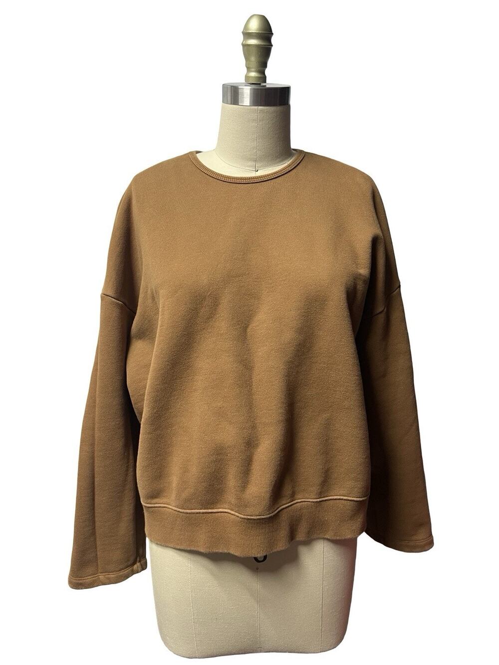 Frankie Shop Sweatshirt Womens S Brown Crewneck Pullover Boxy Relaxed Casual